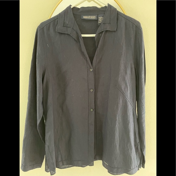 Herman Geist Navy Linen Button Down - Picture 1 of 9